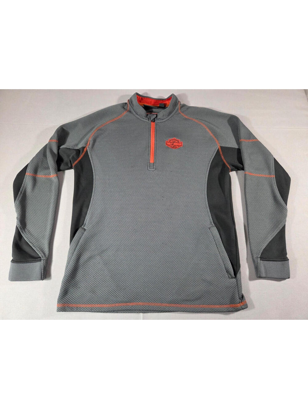 Harley Davidson H-D Performance Pullover Mens Medium Gray 1/4 Zip Thermal